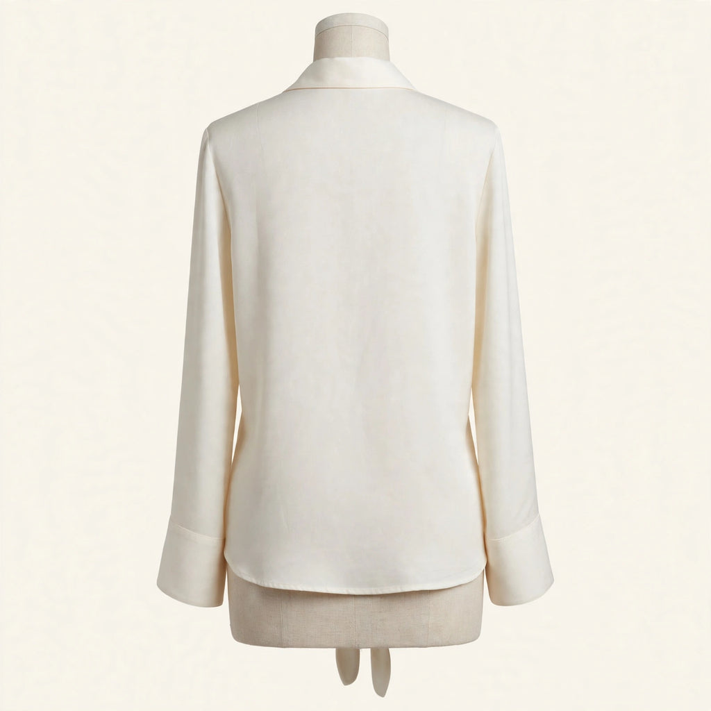 LOFT Ivory Satin Tie-Front Blouse - Size S (NWT)