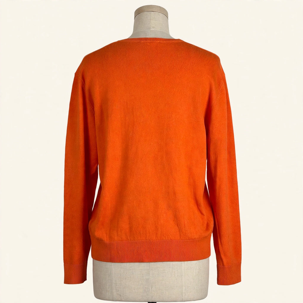 Zara Orange V-Neck Sweater - Size M