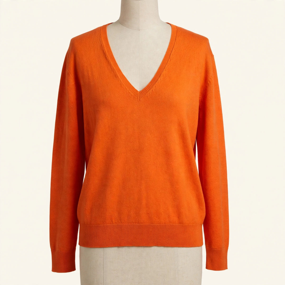 Zara Orange V-Neck Sweater - Size M