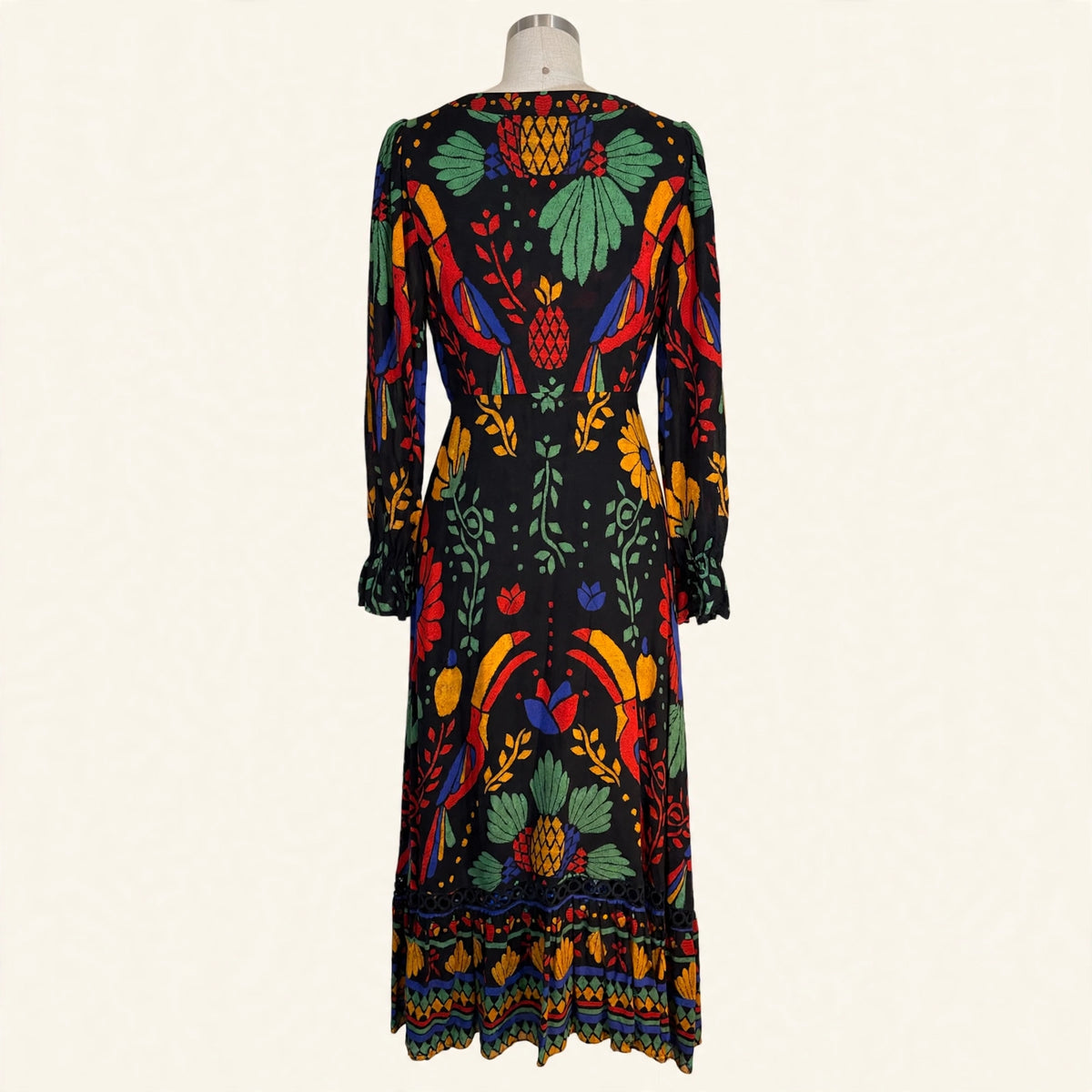 Farm Rio Black Tropical Maxi Dress - Size M