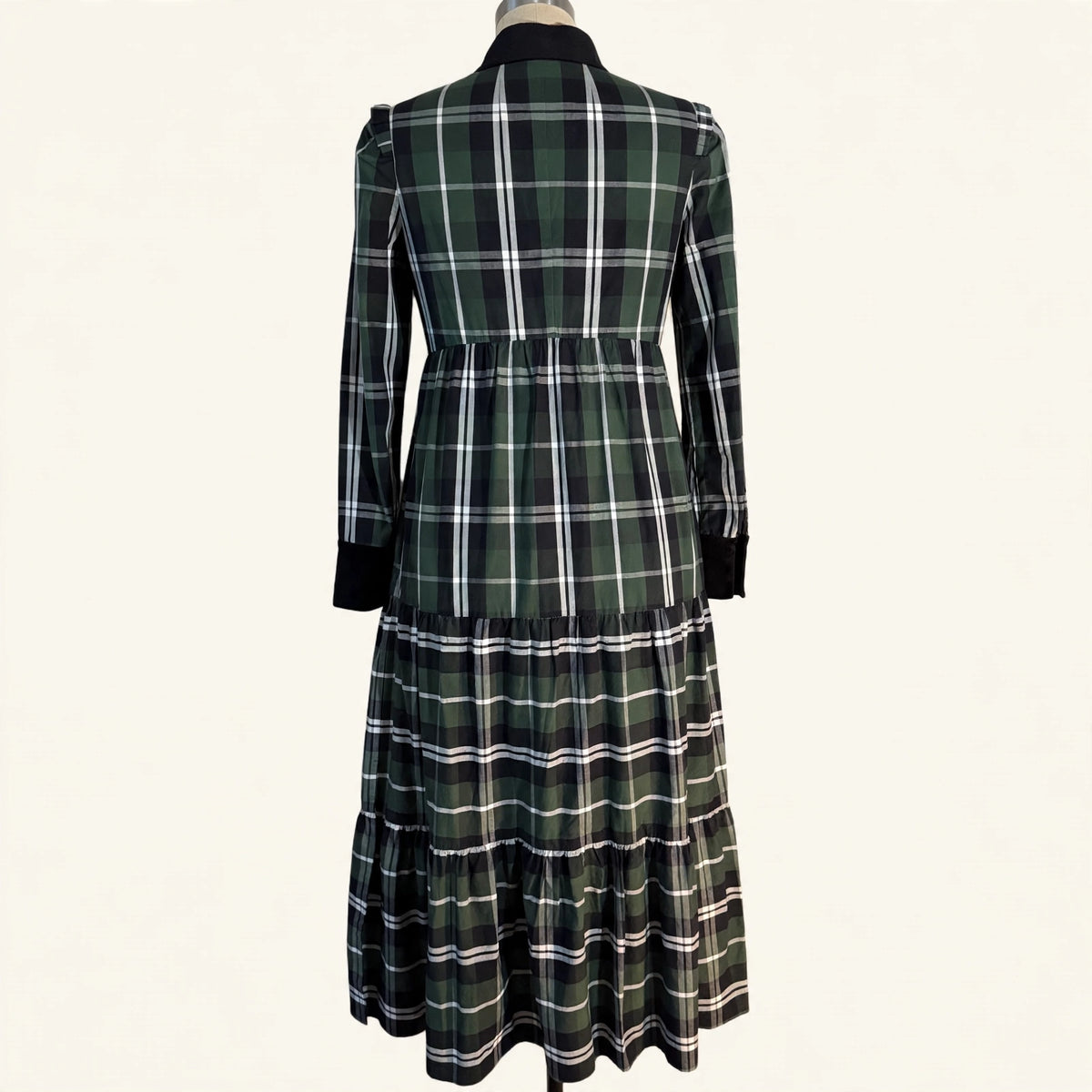 Tuckernuck Green Plaid Tiered Maxi Dress - Size M