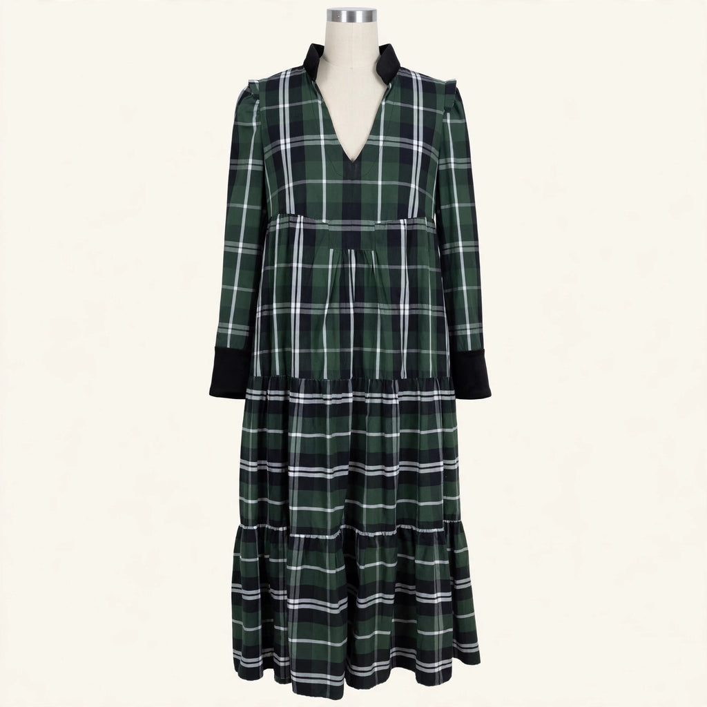 Tuckernuck Green Plaid Tiered Maxi Dress - Size M