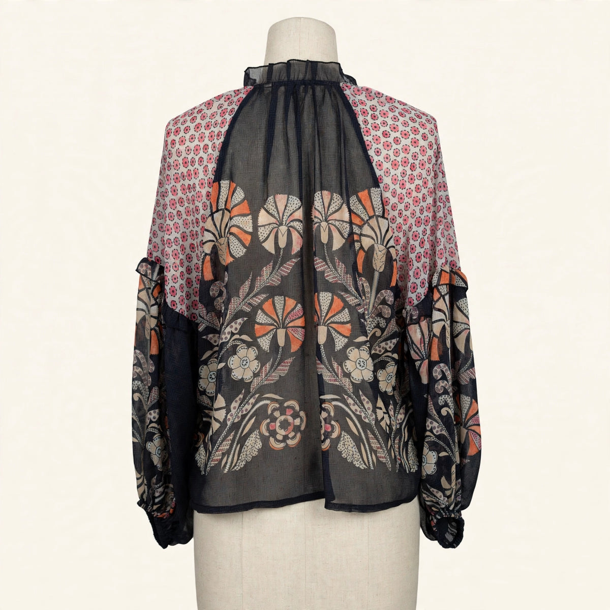 Forever That Girl Sheer Mixed-Print Blouse - Size M