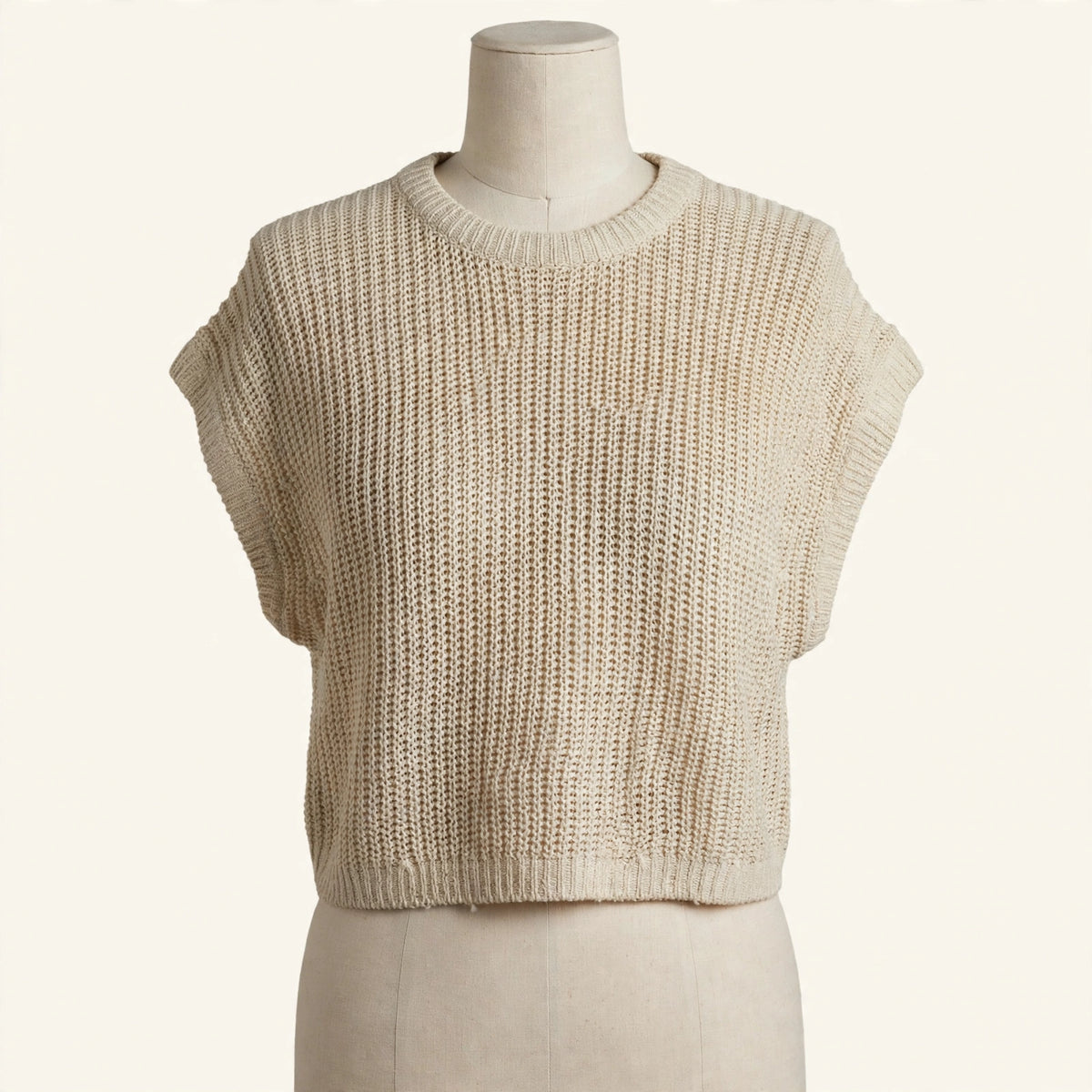 Miou Muse Cream Open-Knit Sweater - Size S