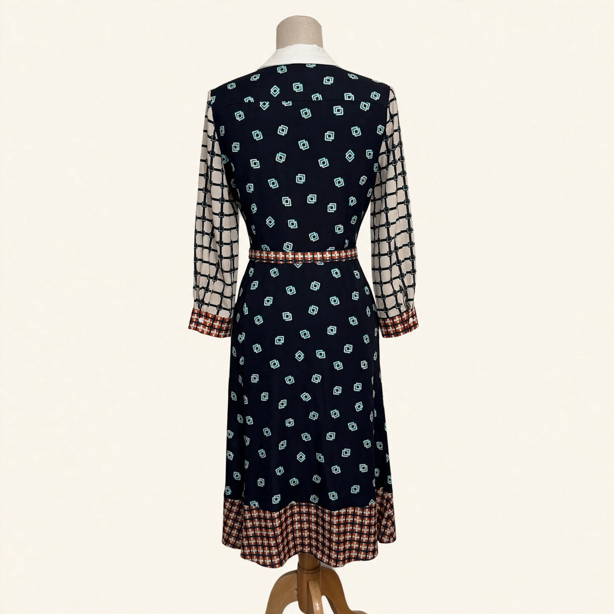 Eliza J Navy Mixed-Print Shirtdress - Size 8