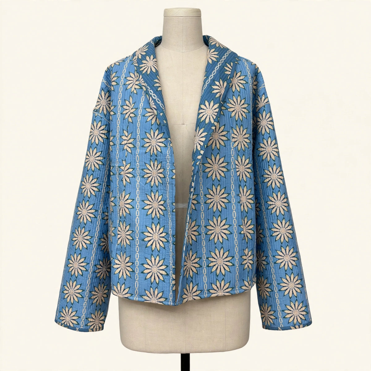 Brooks Ave Blue Floral Quilted Kimono Jacket - Size S (NWT)