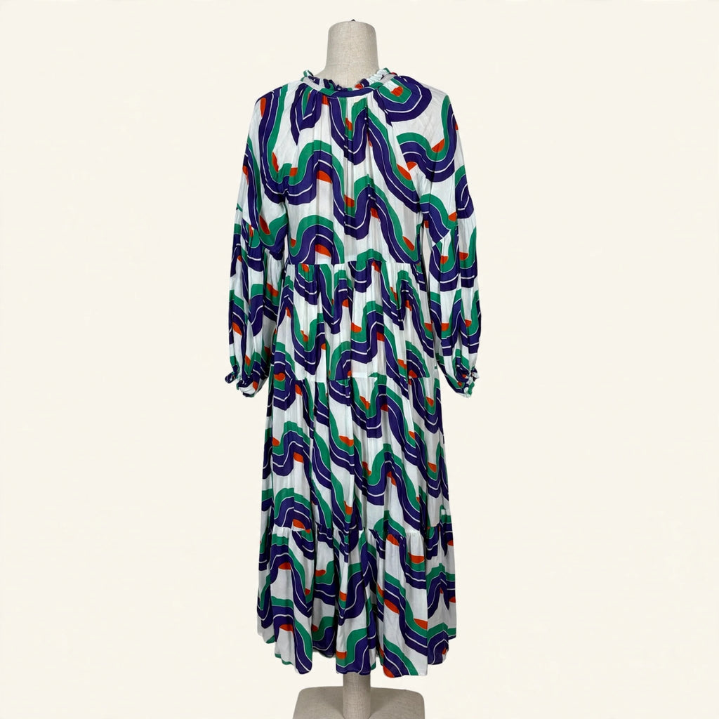 Oliphant Retro Wave Print Maxi Dress - Size S