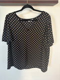 LC Lauren Conrad Black & Tan Polka Dot Flutter Sleeve Top - Size XL