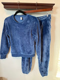 Blue Plush Fleece Sweatshirt & Jogger Set - Girls XL (14)
