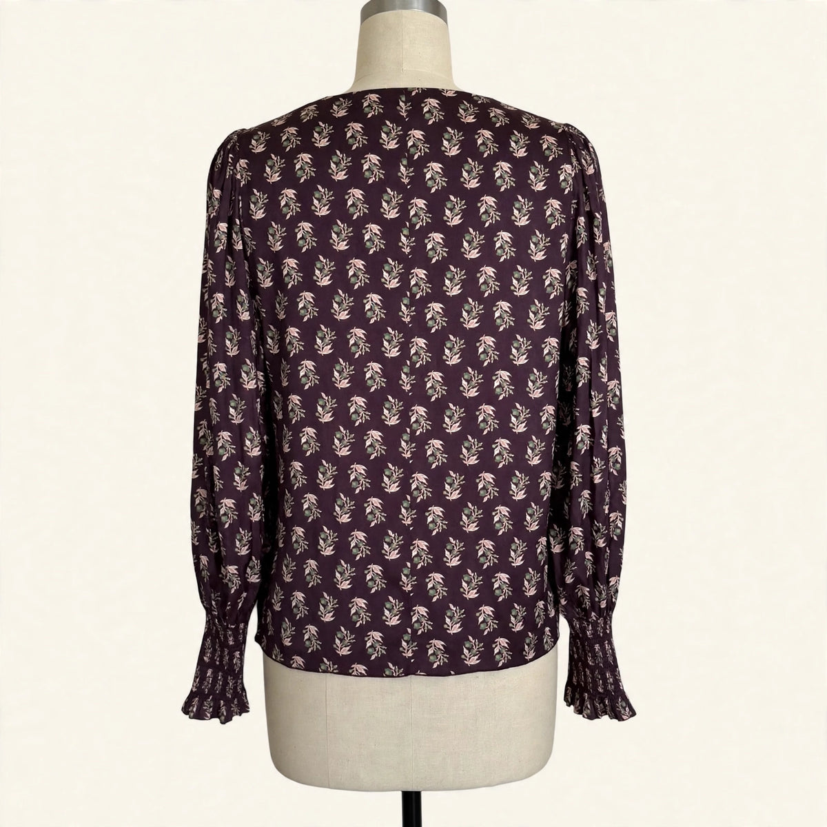 Rebecca Taylor Plum Leaf Print Blouse - Size M
