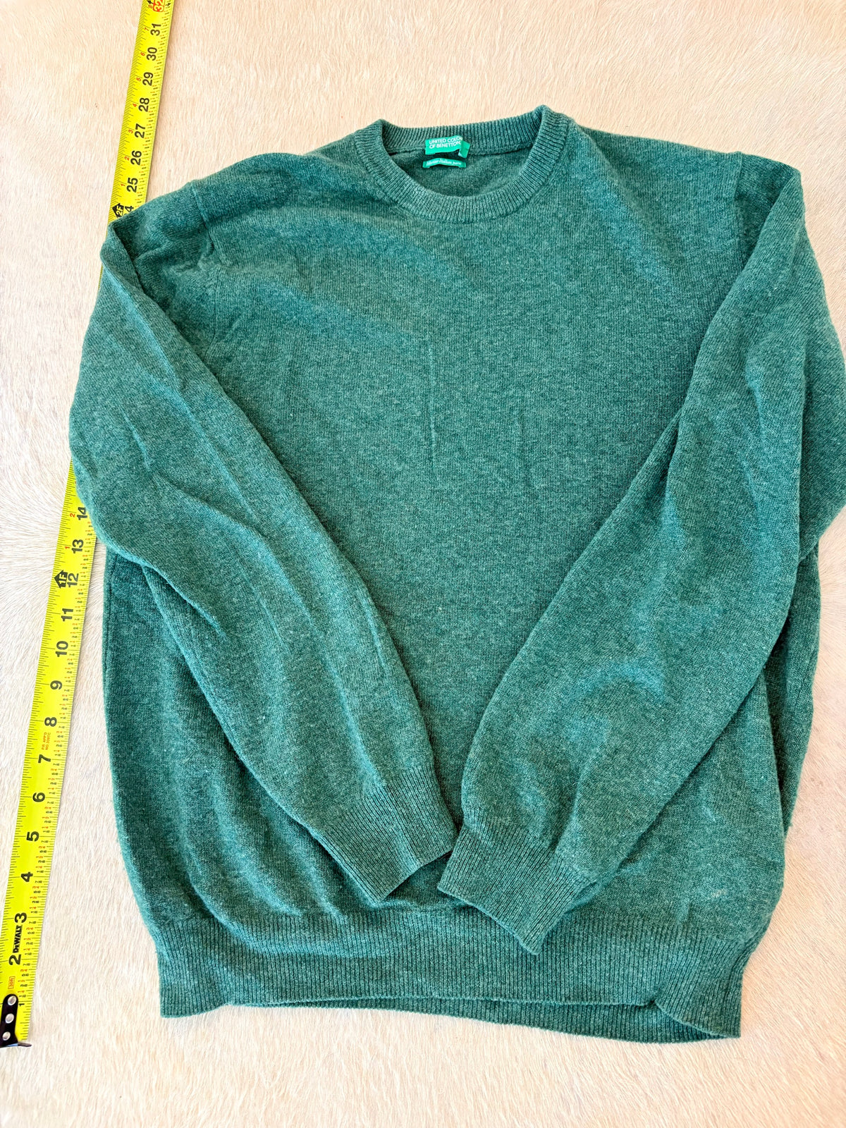 United Colors of Benetton Green Merino Wool Crewneck Sweater