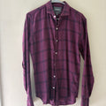 Bonobos Burgundy Windowpane Flannel Tailored Slim Fit Shirt - Size S
