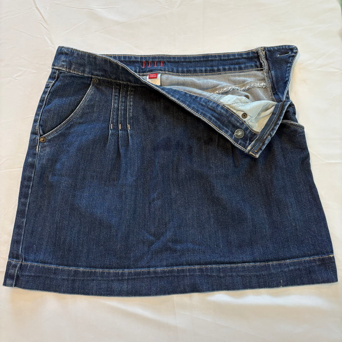 Elle Dark Wash Denim Mini Skirt