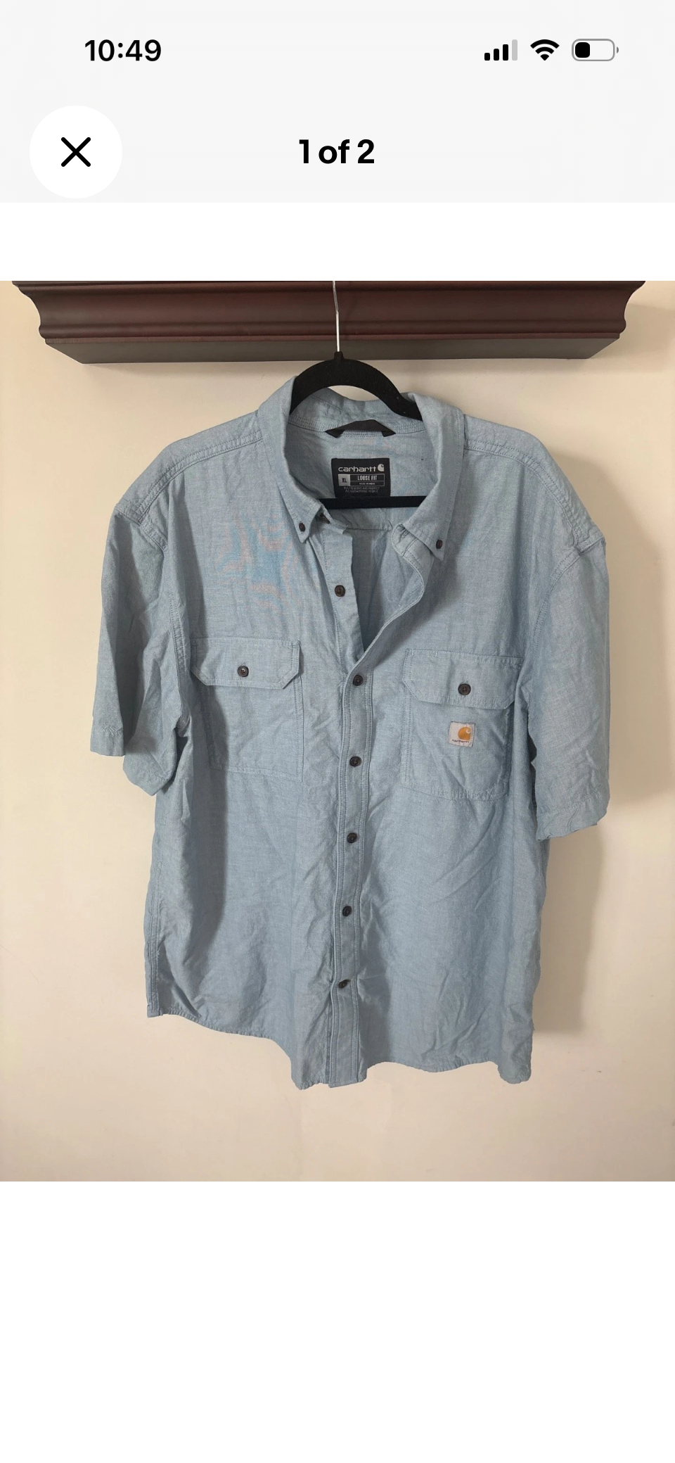 Carhartt Men's Loose Fit Chambray Short Sleeve Work Shirt - Size XL