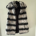 Gray & Black Striped Faux Fur Vest - Size XXS