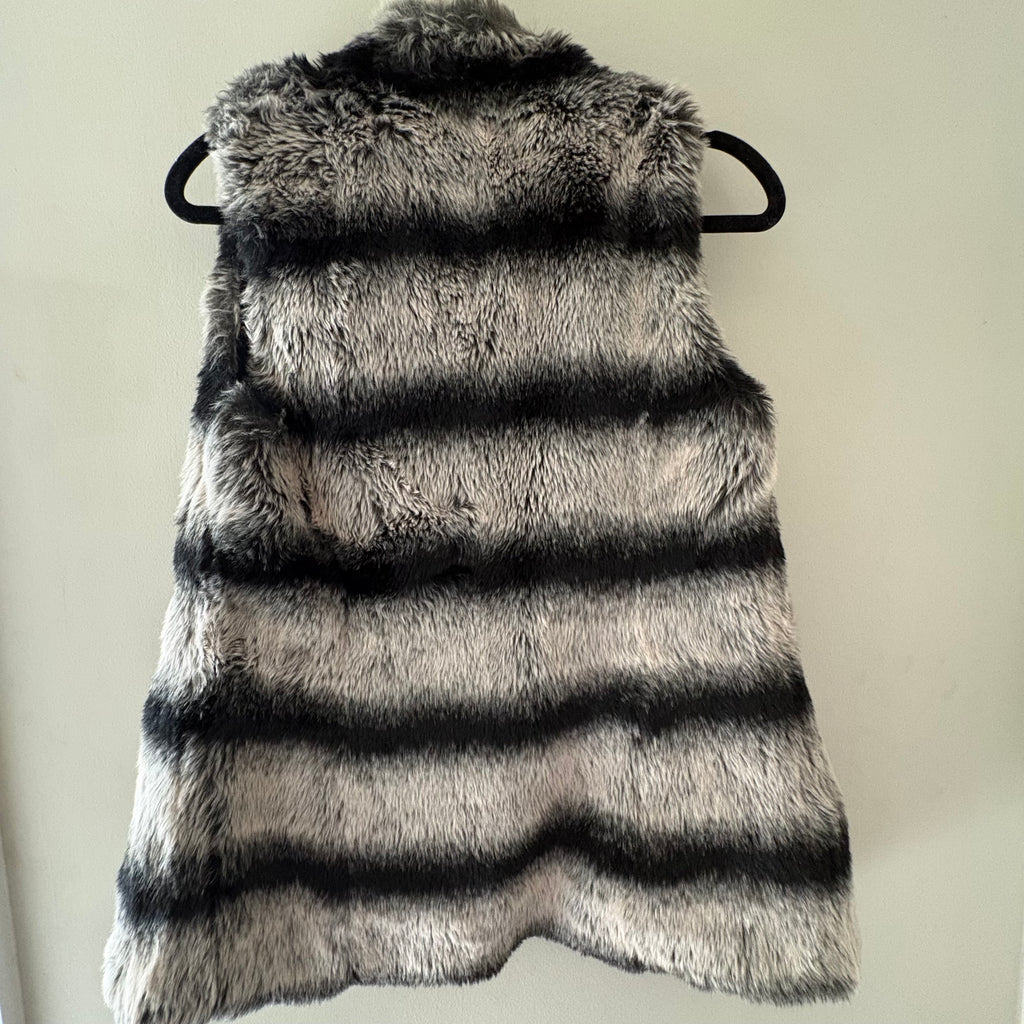 Gray & Black Striped Faux Fur Vest - Size XXS