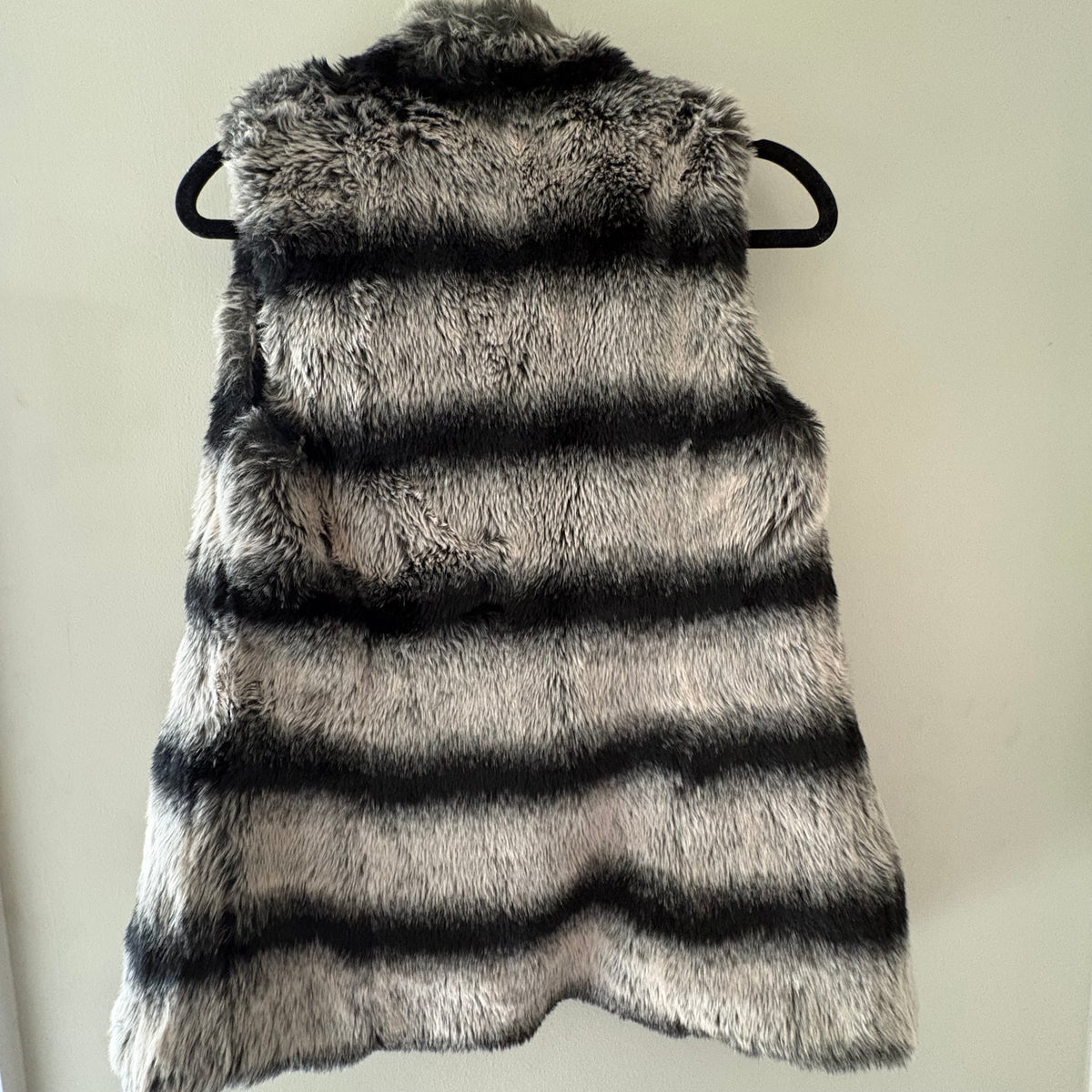 Gray & Black Striped Faux Fur Vest - Size XXS