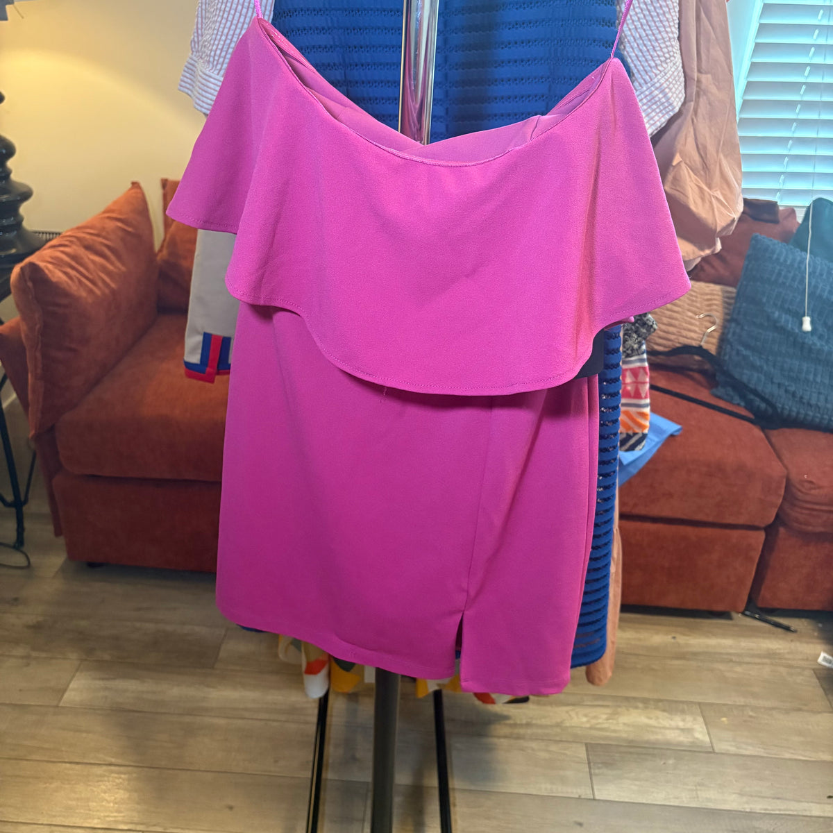 bebe Magenta Ruffle Bodycon Mini Dress - Size XS
