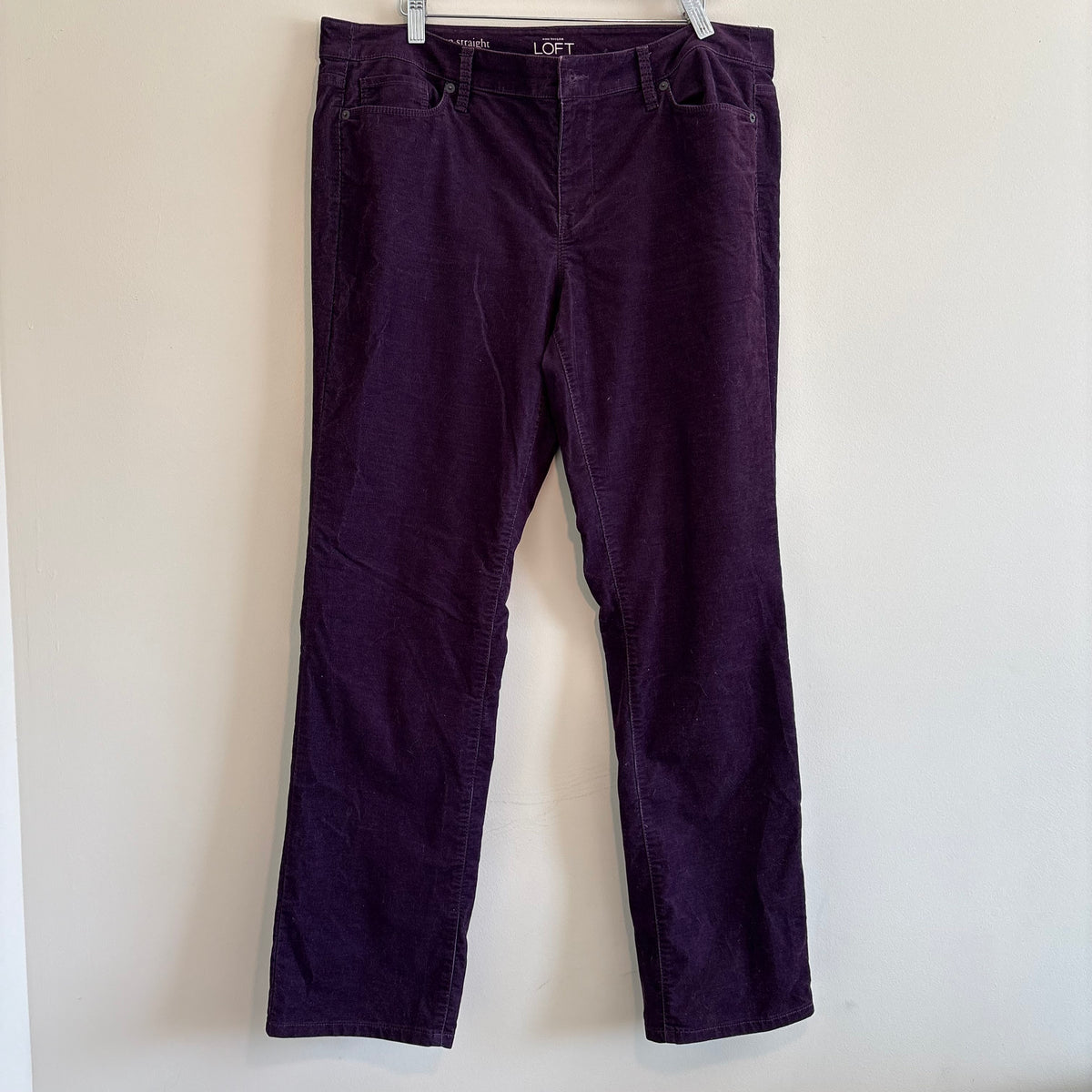 LOFT Modern Straight Corduroy Pants Plum Size 14