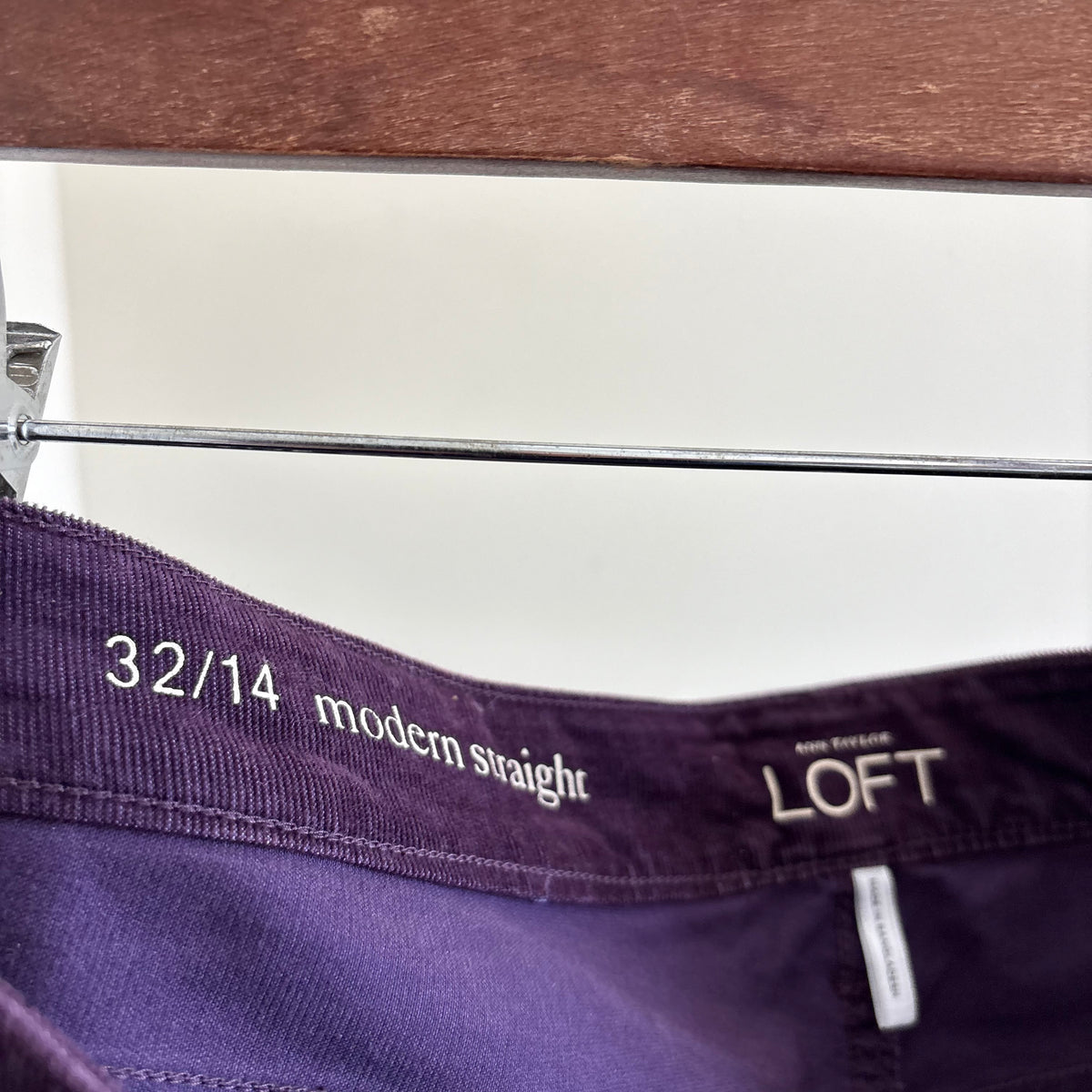 LOFT Modern Straight Corduroy Pants Plum Size 14
