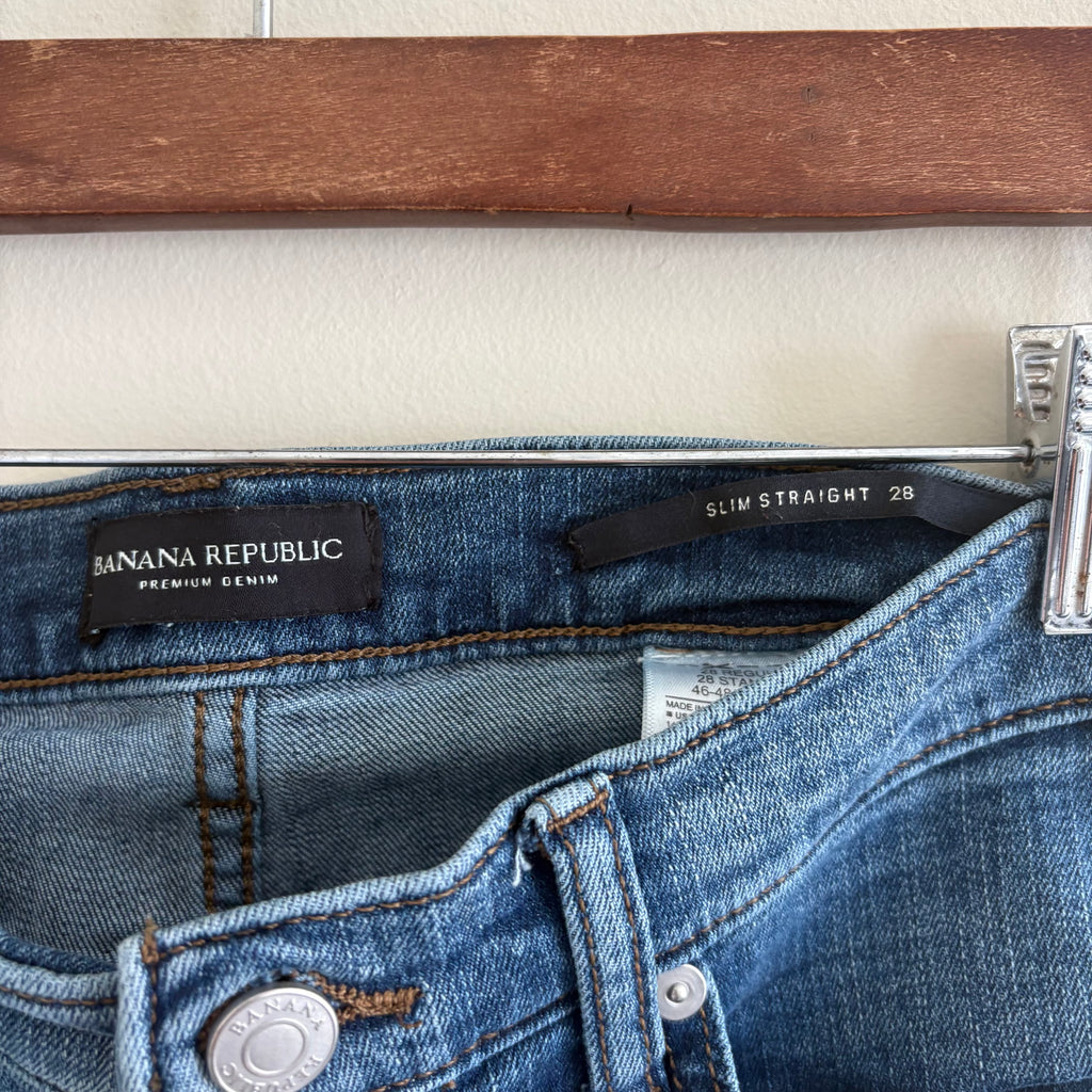 Banana Republic Slim Straight Distressed Jeans Medium Wash Size 28