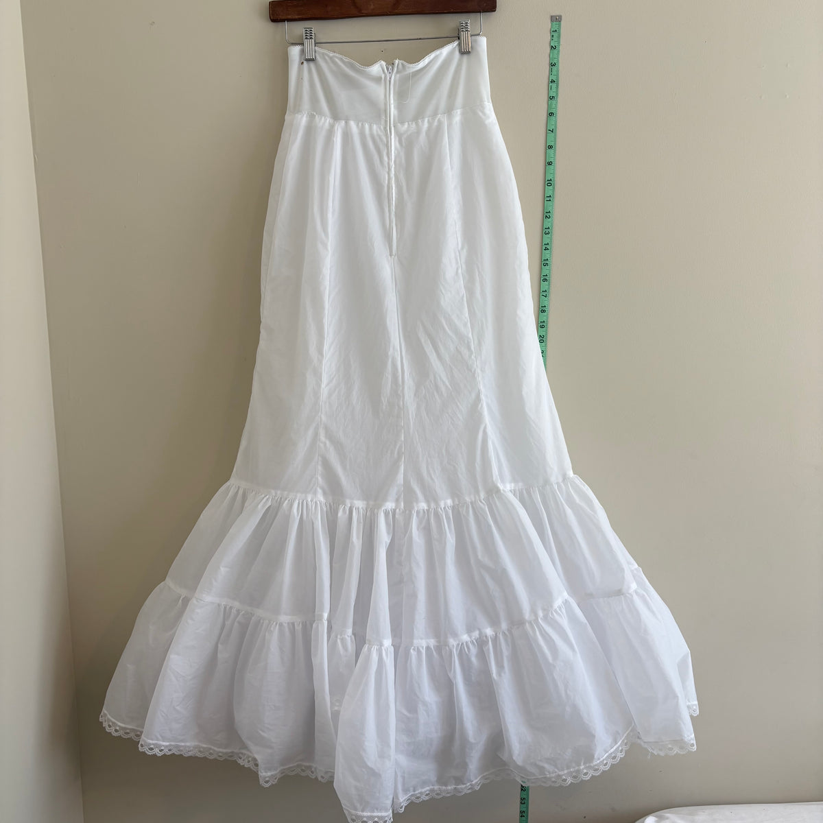 White Tiered Petticoat Slip with Lace Hem - Size 8