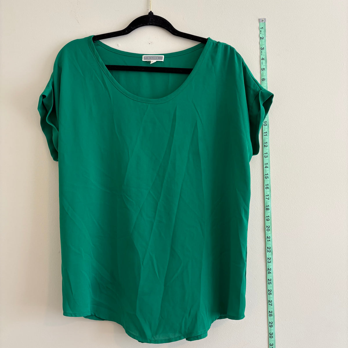 Pleione Emerald Green Short Sleeve Blouse, Size M