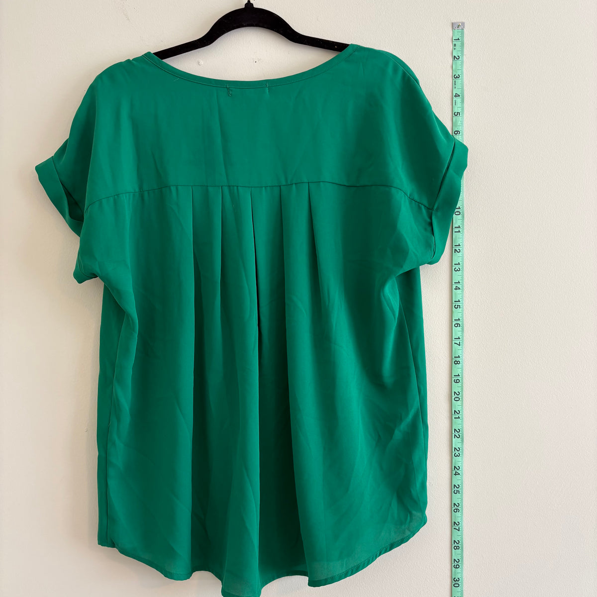 Pleione Emerald Green Short Sleeve Blouse, Size M