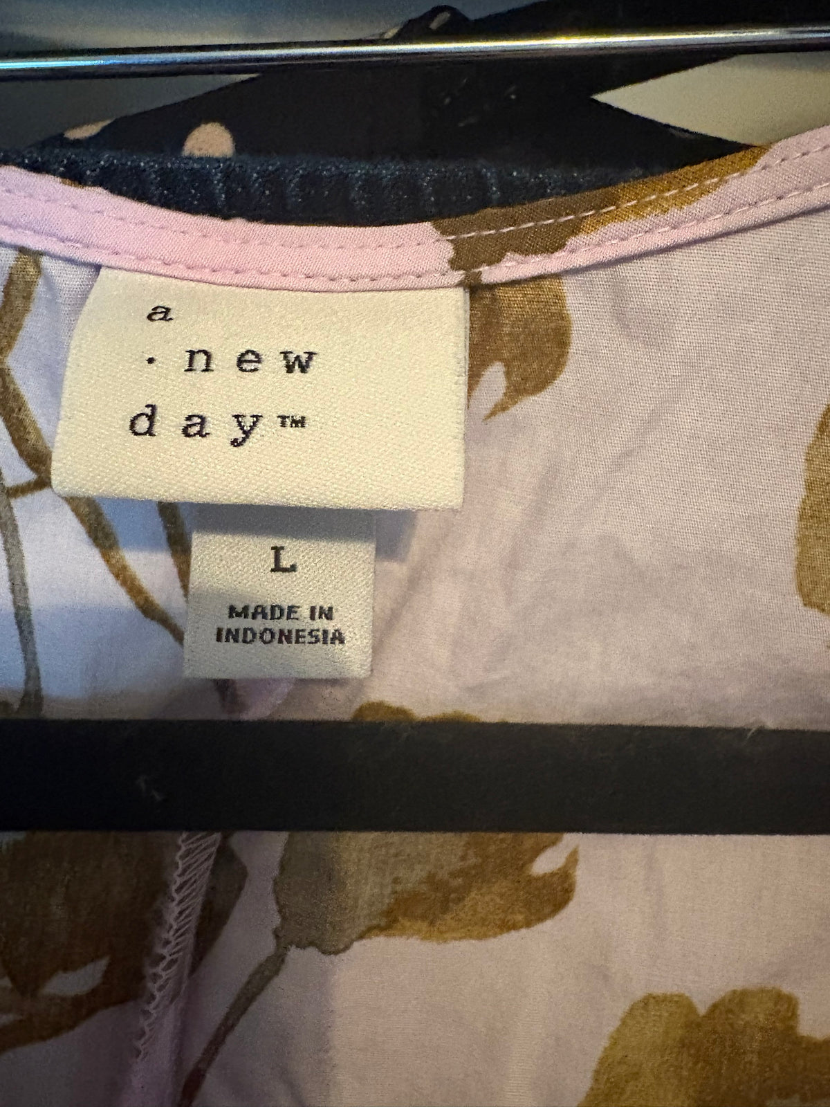 A New Day Lavender Floral Puff Sleeve Midi Dress - Size L