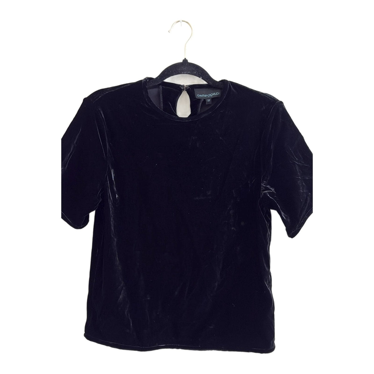 Cynthia Rowley Black Velvet Short-Sleeve Top - photo 1