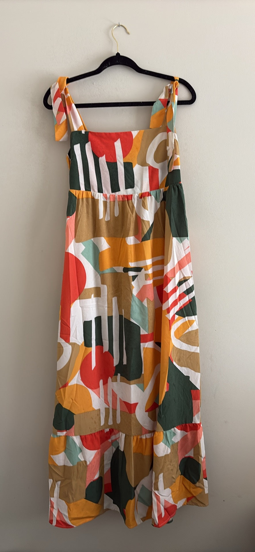 Abstract Print Smocked Maxi Sundress - photo 1