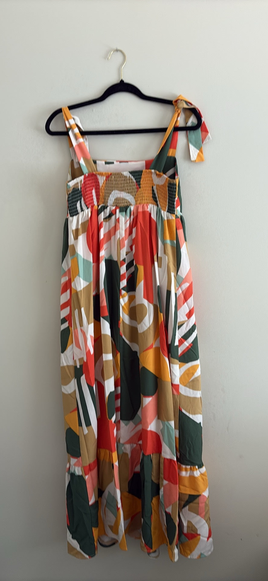 Abstract Print Smocked Maxi Sundress - photo 2