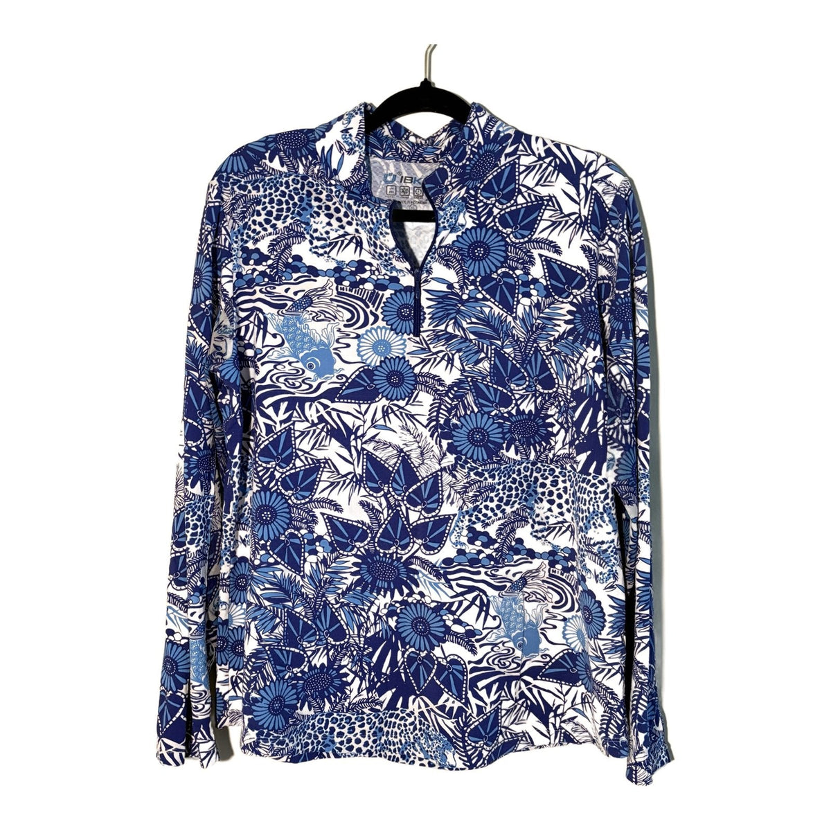 IBKUL Blue Koi & Leopard Quarter-Zip Sun Shirt - photo 2