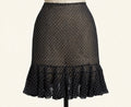 Ann Taylor LOFT black sheer dotted ruffle hem skirt on dress form