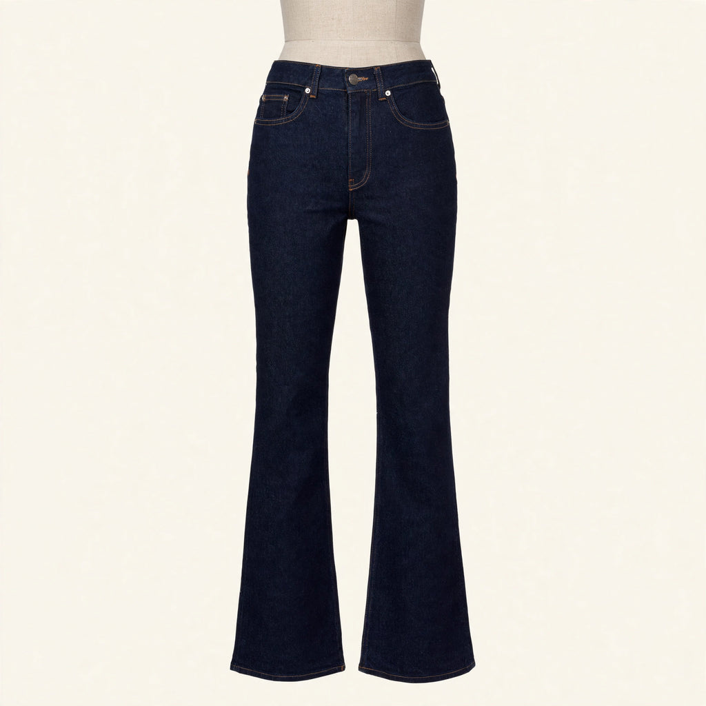 Aligne High-Rise Dark Rinse Flare Jeans, Size W25