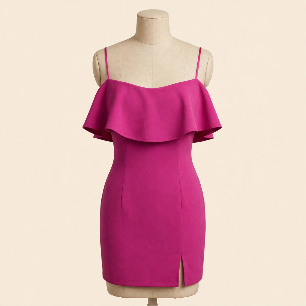 bebe Magenta Ruffle Bodycon Mini Dress - Size XS