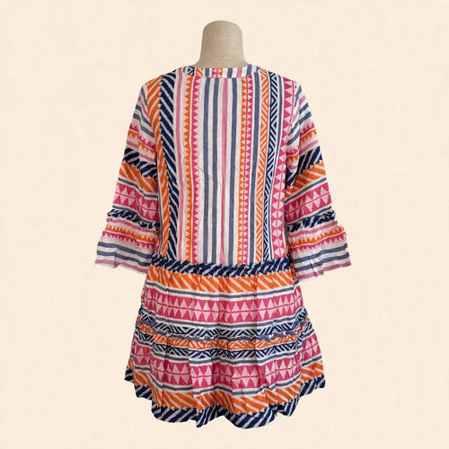 Cato Geometric Print Tiered Dress - Size M