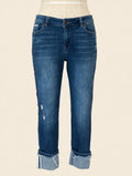 Medium Wash Distressed Cuffed Crop Jeans