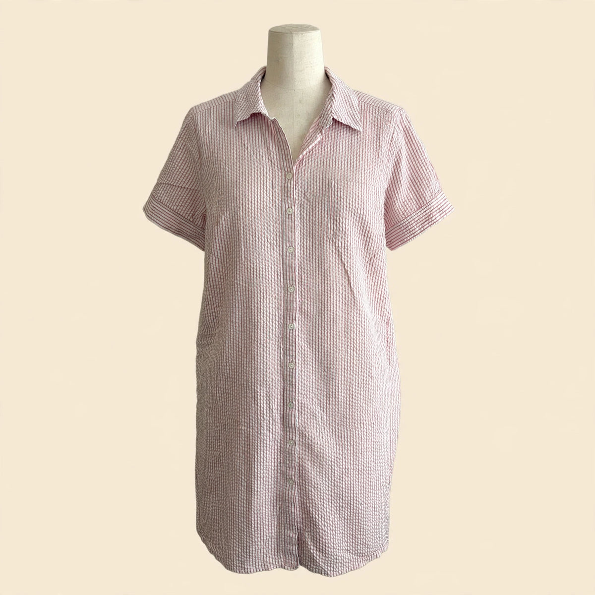d&co. Pink Seersucker Shirt Dress - Size XL