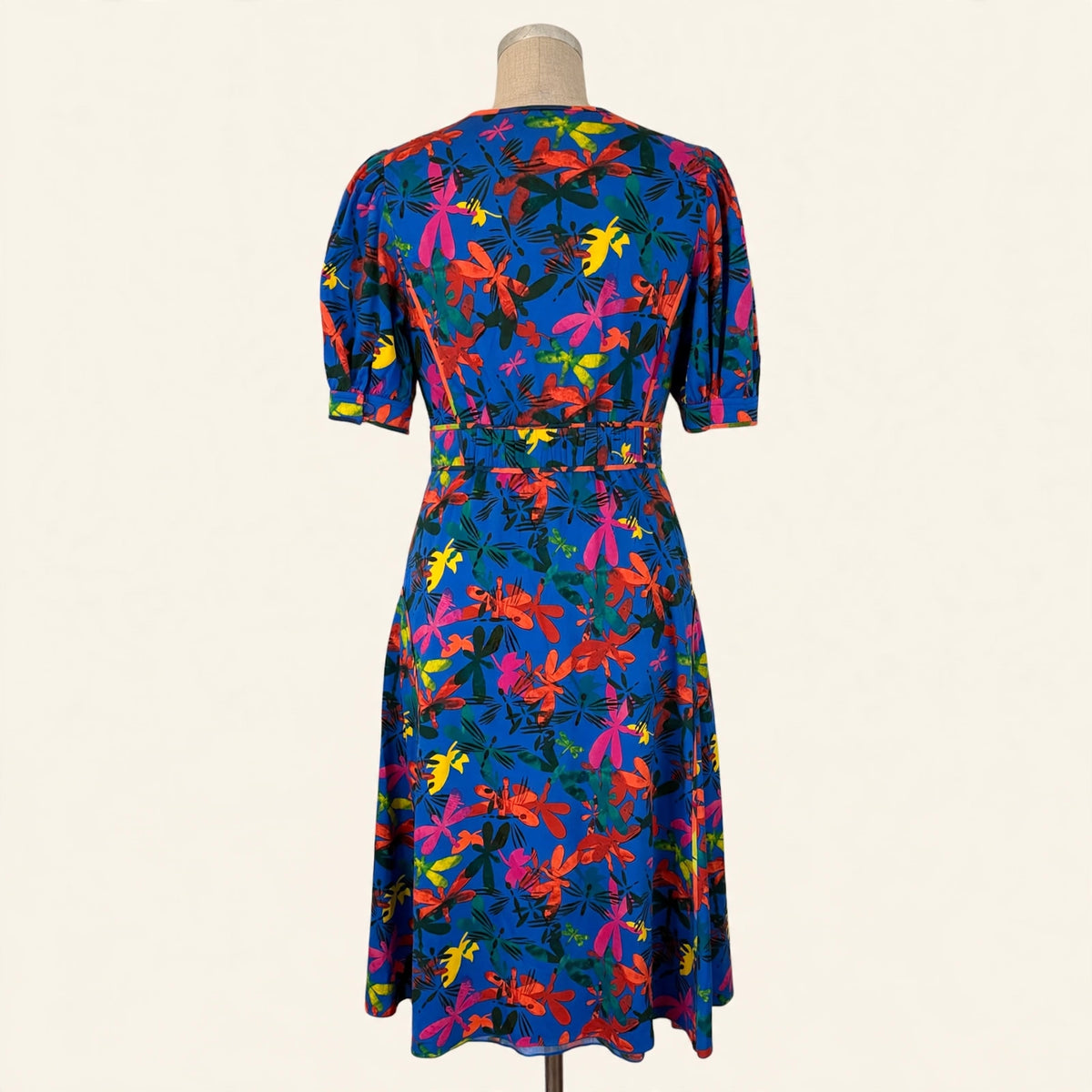 Diane von Furstenberg Blue Tropical Print Midi Dress - Size 10