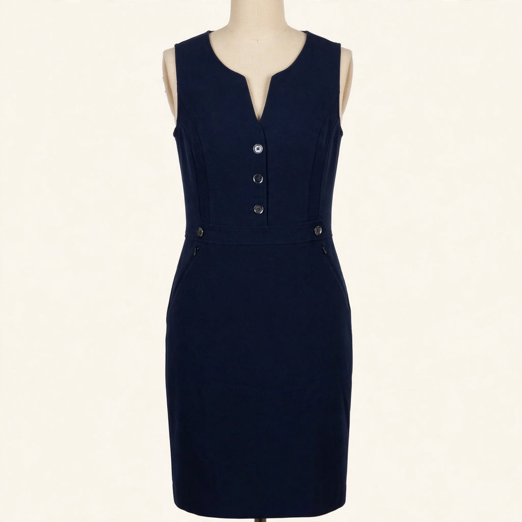 Etcetera Navy Sleeveless Sheath Dress - Size 10