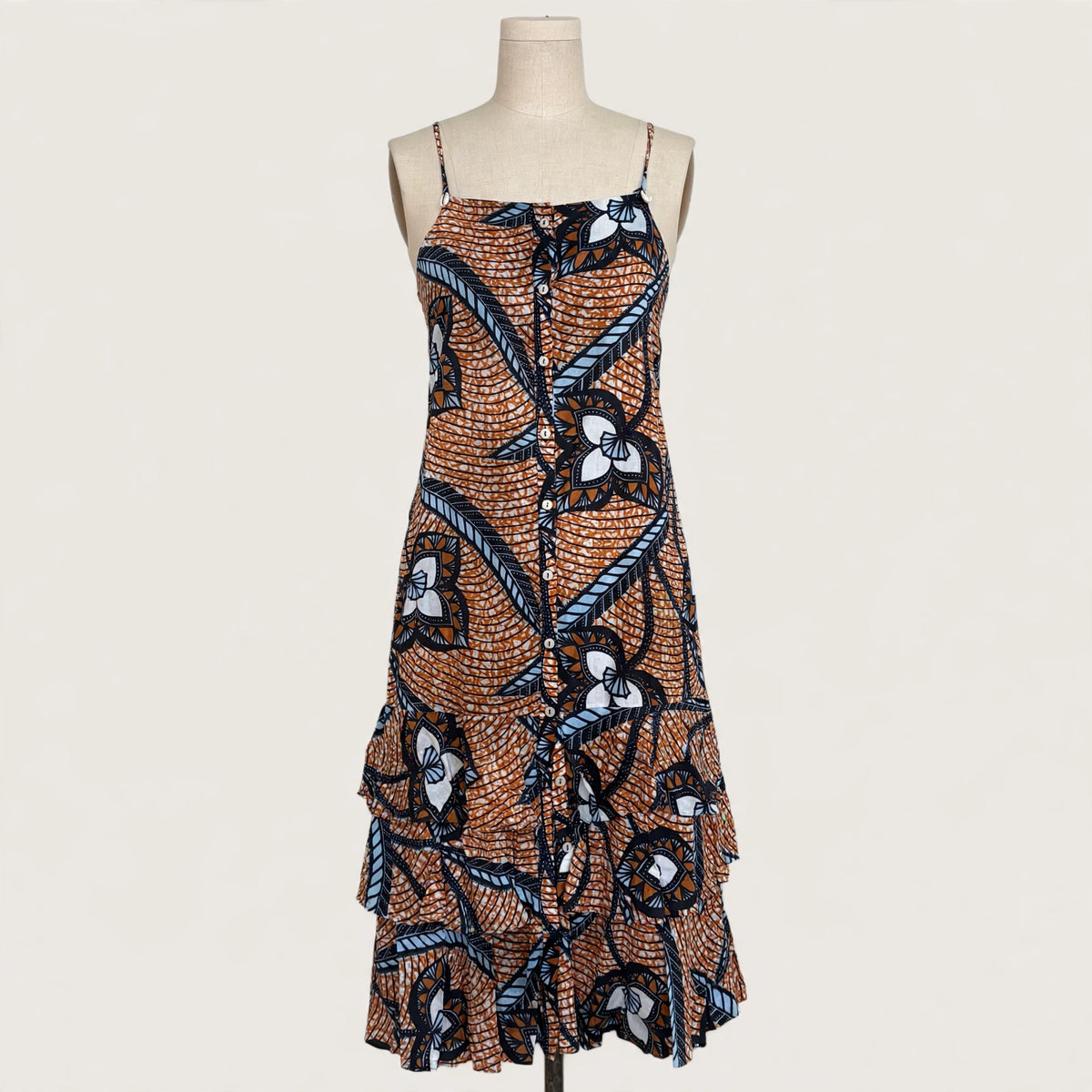 On a dress form