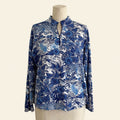 IBKUL Blue Koi & Leopard Quarter-Zip Sun Shirt - Size XL
