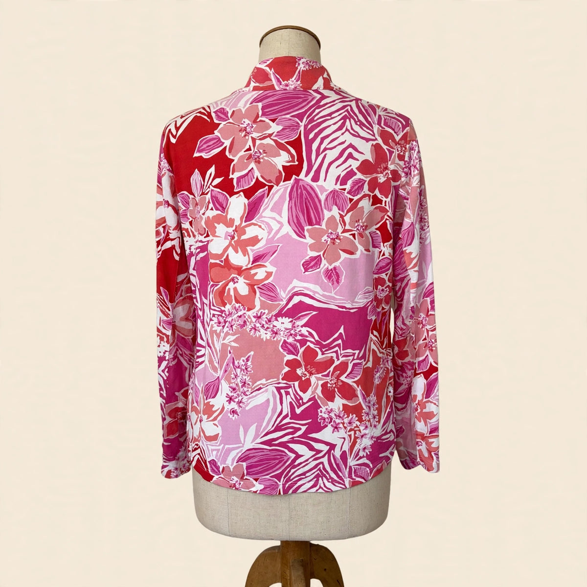 IBKUL Pink Floral Quarter-Zip Sun Shirt - Size XL