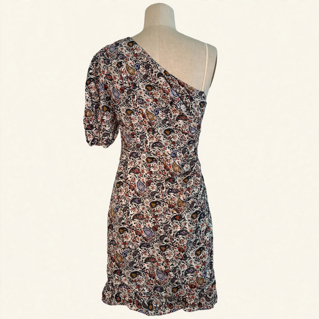 Isabel Marant Étoile One-Shoulder Paisley Print Mini Dress