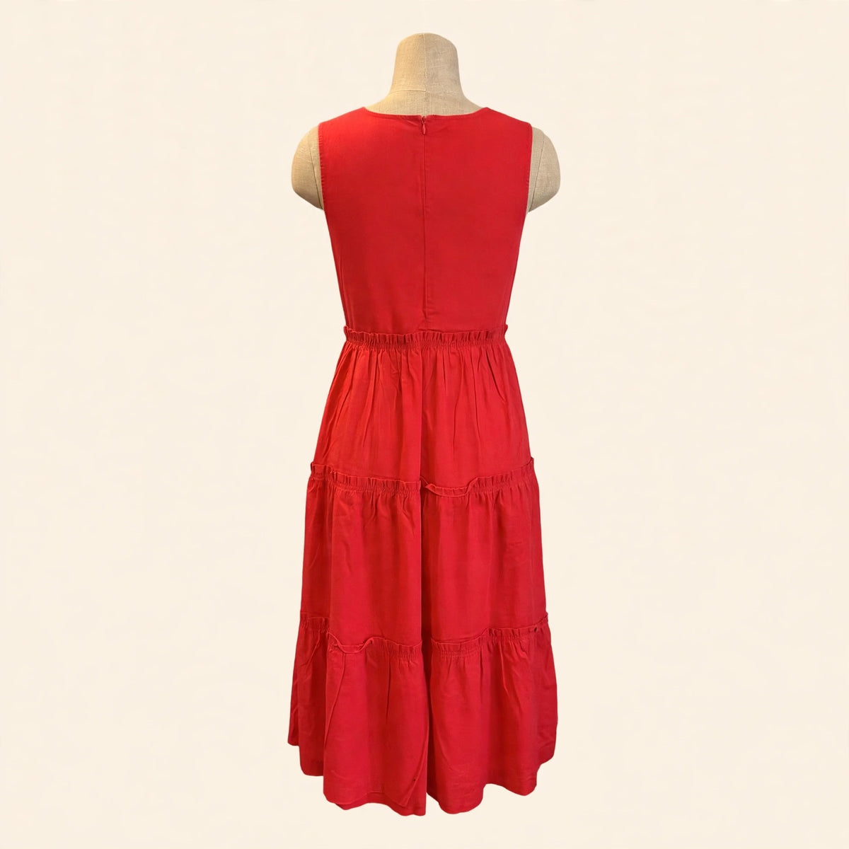 J.Crew Red Tiered Sleeveless Midi Dress - Size 4