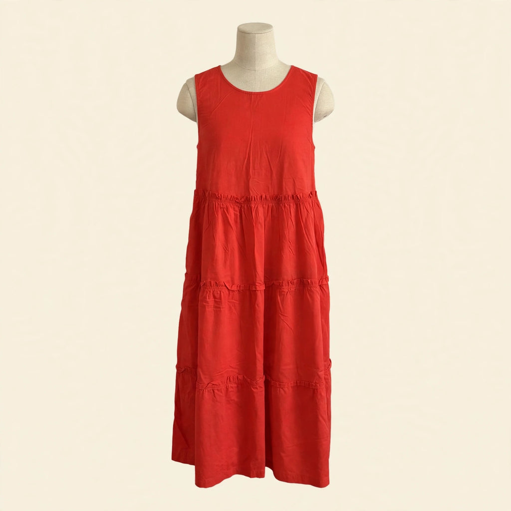 J.Crew Red Tiered Sleeveless Midi Dress - Size 4