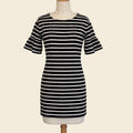 J.Crew Black & White Striped Ruffle Sleeve Shift Dress Size M