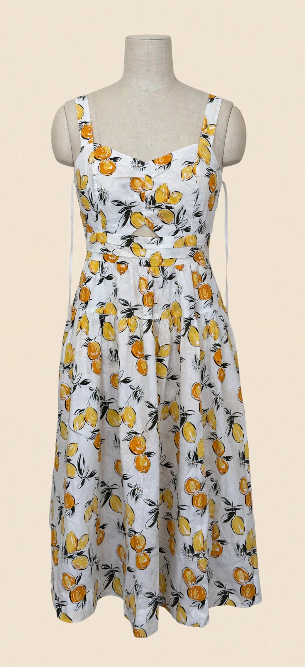 Free Assembly Lemon Print Cutout Midi Sundress (New With Tags)