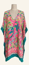 Lilly Pulitzer Pink & Green Print Caftan Cover-Up - Size S/M